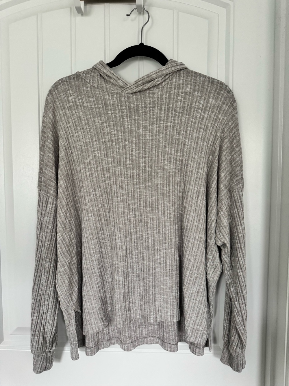 American Eagle Outfitters Ribbed Light Gray Hoodie